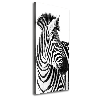 Verticaal schilderij op canvas Zebra in de sneeuw