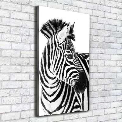 Verticaal schilderij op canvas Zebra in de sneeuw