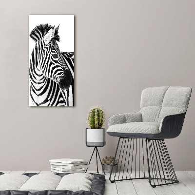 Verticaal schilderij op canvas Zebra in de sneeuw