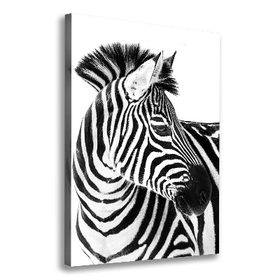 Verticaal schilderij op canvas Zebra in de sneeuw