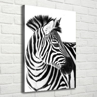 Verticaal schilderij op canvas Zebra in de sneeuw