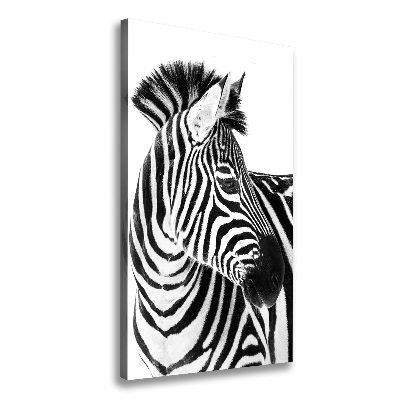 Verticaal schilderij op canvas Zebra in de sneeuw