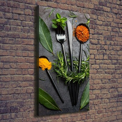 Verticaal canvasschilderij Bestek en specerijen