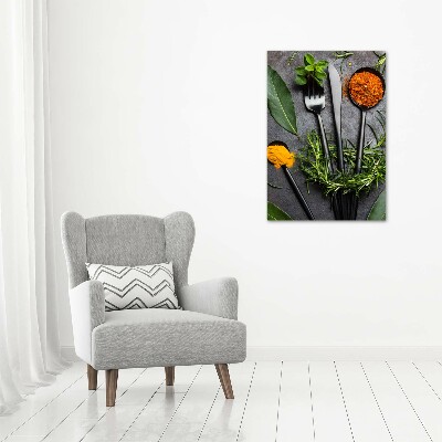 Verticaal canvasschilderij Bestek en specerijen