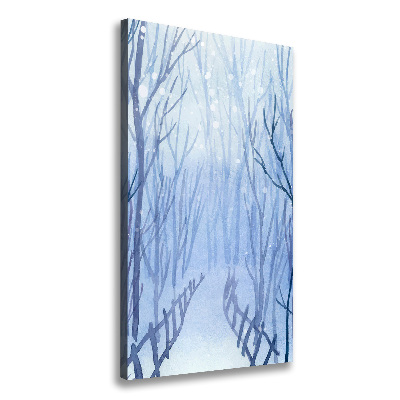 Verticaal schilderij op canvas Bos in de winter