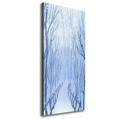 Verticaal schilderij op canvas Bos in de winter