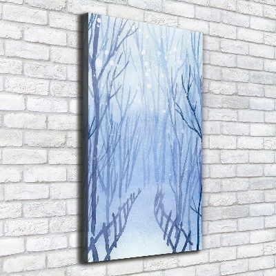 Verticaal schilderij op canvas Bos in de winter