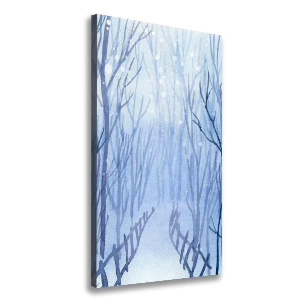 Verticaal schilderij op canvas Bos in de winter