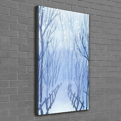 Verticaal schilderij op canvas Bos in de winter