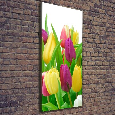 Verticale foto op canvas Kleurrijke tulpen