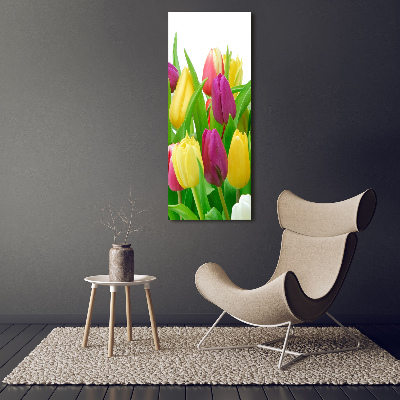 Verticale foto op canvas Kleurrijke tulpen