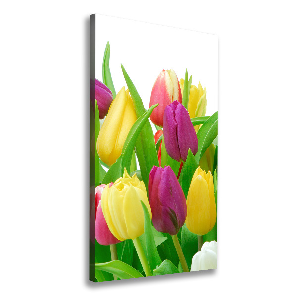 Verticale foto op canvas Kleurrijke tulpen