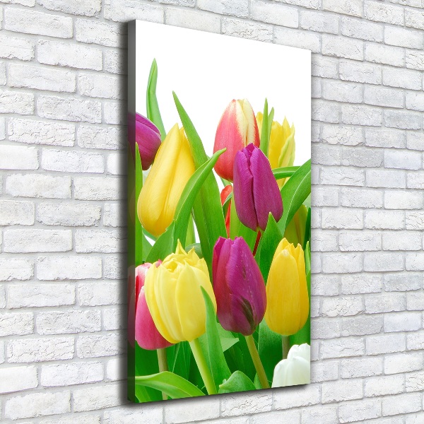 Verticale foto op canvas Kleurrijke tulpen