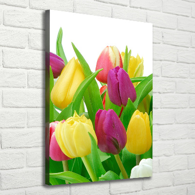 Verticale foto op canvas Kleurrijke tulpen