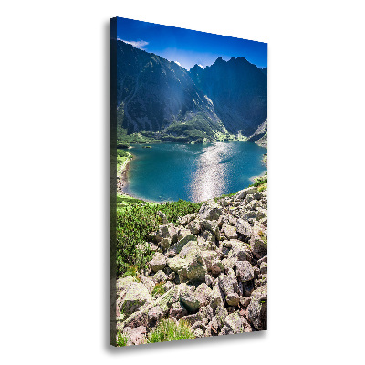 Verticale canvasfoto Zwarte vijver Tatra-gebergte