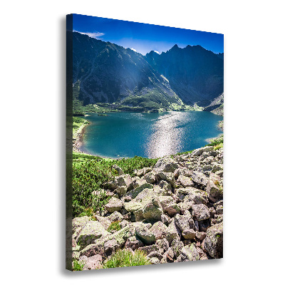 Verticale canvasfoto Zwarte vijver Tatra-gebergte