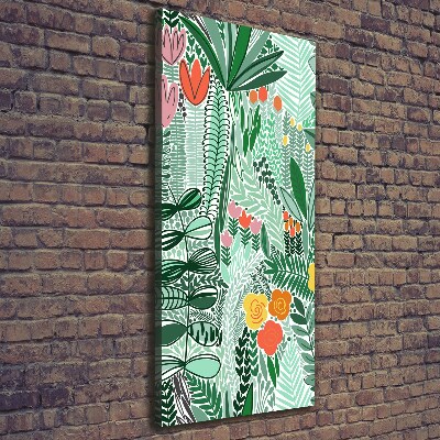 Verticaal schilderij op canvas Tropische bloemen