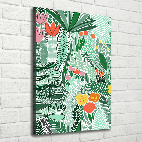 Verticaal schilderij op canvas Tropische bloemen