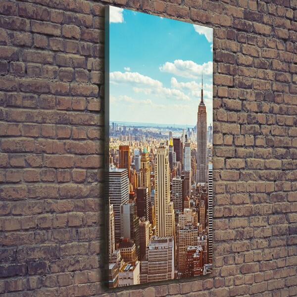 Verticaal schilderij op canvas New York vanuit vogelperspectief