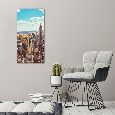 Verticaal schilderij op canvas New York vanuit vogelperspectief