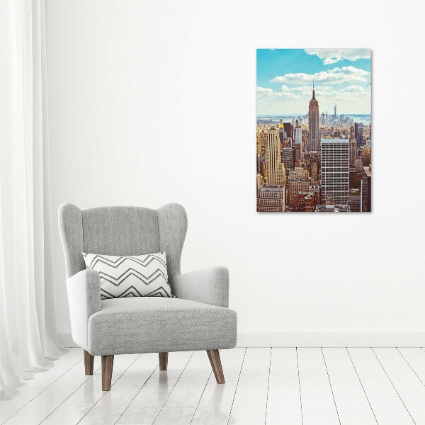 Verticaal schilderij op canvas New York vanuit vogelperspectief