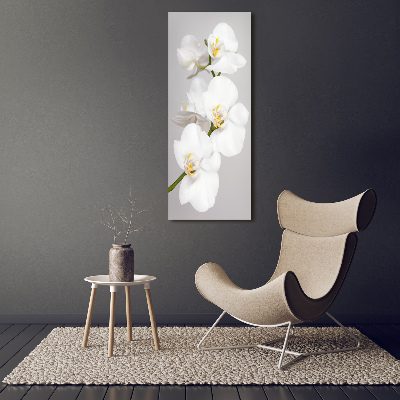 Verticaal canvasschilderij Witte orchidee