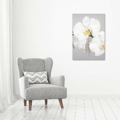 Verticaal canvasschilderij Witte orchidee