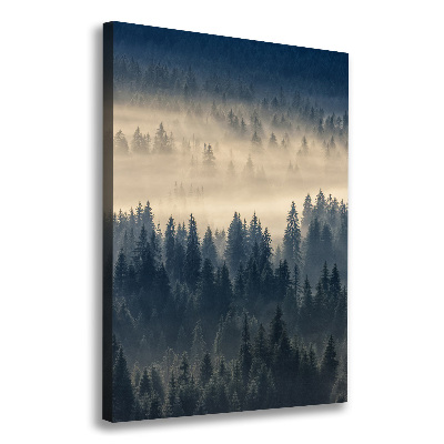Verticaal schilderij op canvas Mist boven het bos