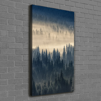 Verticaal schilderij op canvas Mist boven het bos