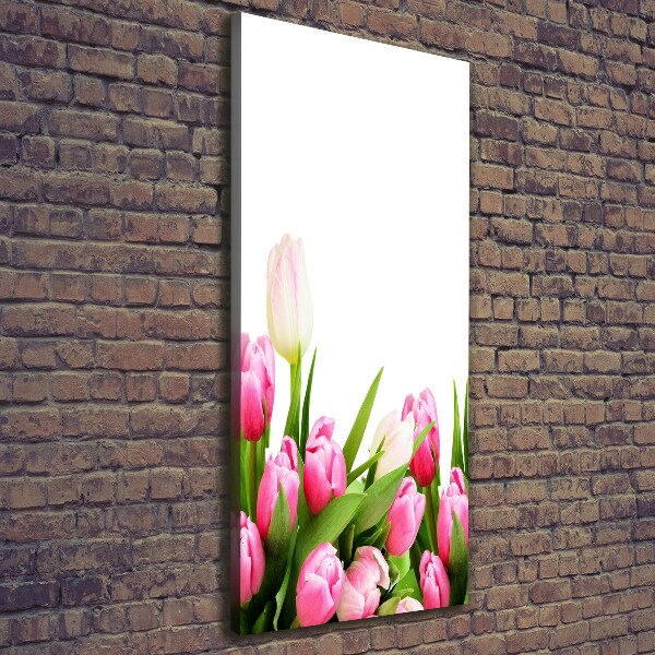 Verticale canvasfoto Roze tulpen