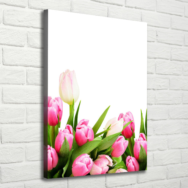 Verticale canvasfoto Roze tulpen