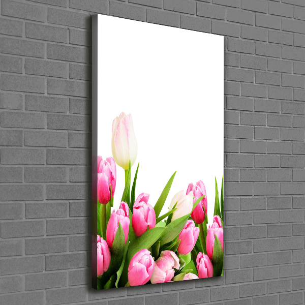 Verticale canvasfoto Roze tulpen