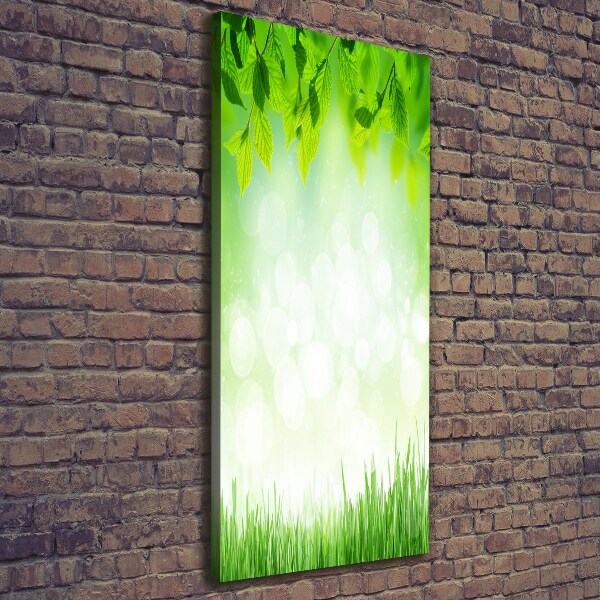 Verticaal schilderij op canvas Bladeren en gras