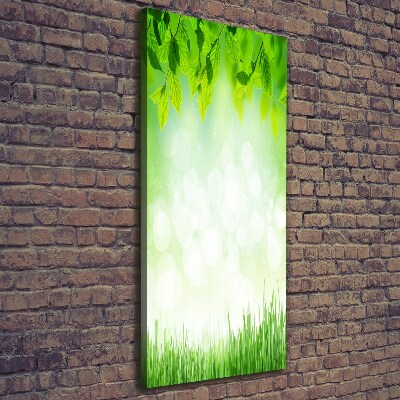 Verticaal schilderij op canvas Bladeren en gras