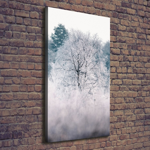Verticaal schilderij op canvas Bos in de winter