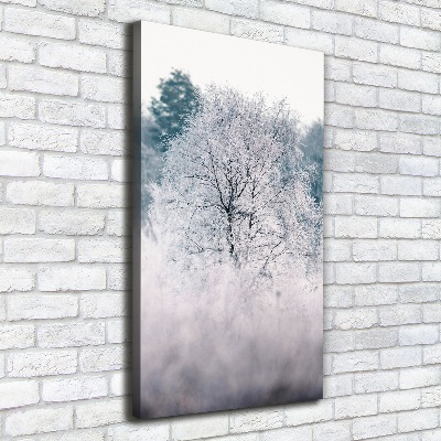 Verticaal schilderij op canvas Bos in de winter