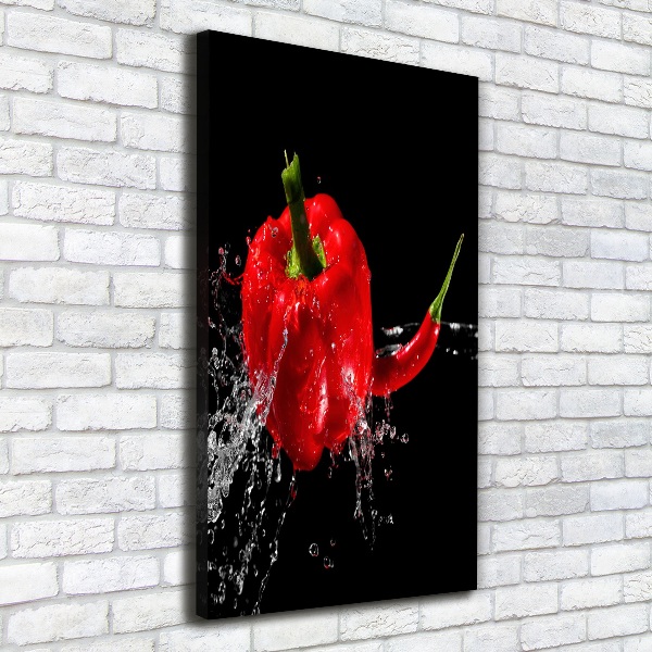 Verticaal schilderij op canvas Twee paprika's