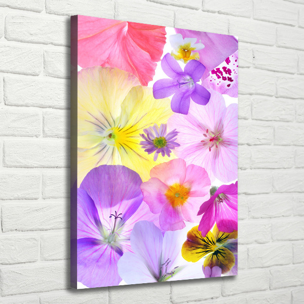 Verticaal canvasschilderij Kleurrijke bloemen