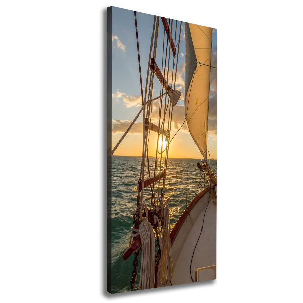 Verticaal canvasschilderij Een jacht op zee