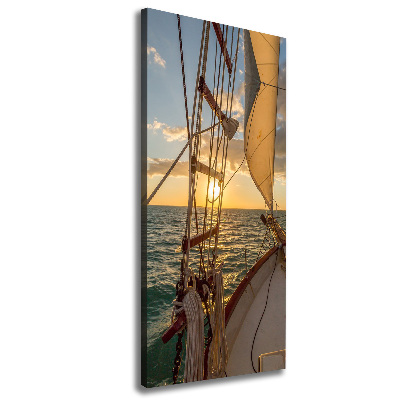 Verticaal canvasschilderij Een jacht op zee