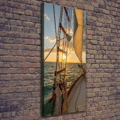 Verticaal canvasschilderij Een jacht op zee
