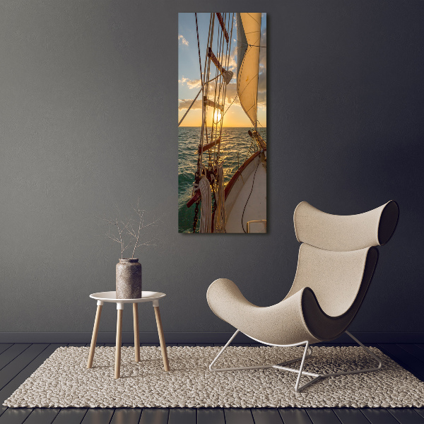 Verticaal canvasschilderij Een jacht op zee