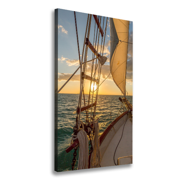 Verticaal canvasschilderij Een jacht op zee