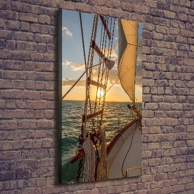 Verticaal canvasschilderij Een jacht op zee