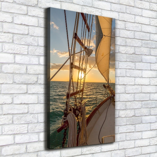 Verticaal canvasschilderij Een jacht op zee