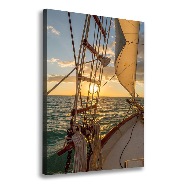 Verticaal canvasschilderij Een jacht op zee