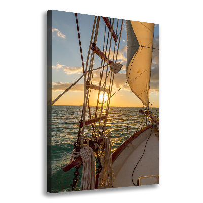 Verticaal canvasschilderij Een jacht op zee