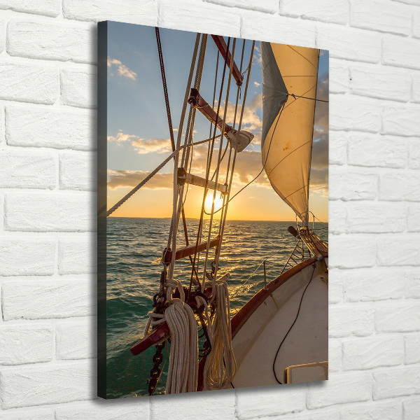 Verticaal canvasschilderij Een jacht op zee