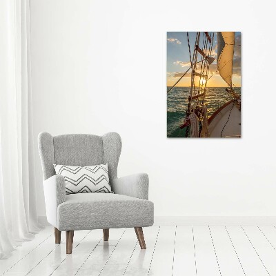 Verticaal canvasschilderij Een jacht op zee