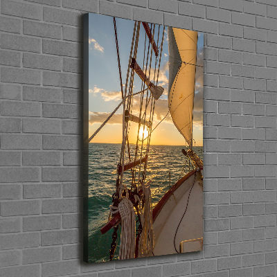 Verticaal canvasschilderij Een jacht op zee